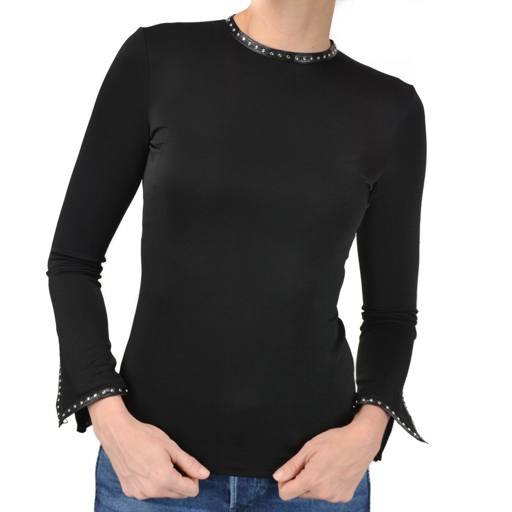 Helmut Lang Studded High Neck Top, Black